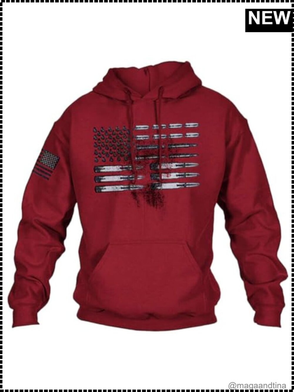 Mens Hoodie Long Sleeve Flag Graphic Sweatshirt Pullover Kangaroo Pocket